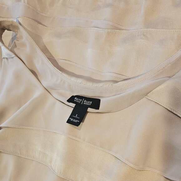 WHITE HOUSE BLACK MARKET - sleeveless layered ruffle tan coloured blouse - Picture 10 of 10